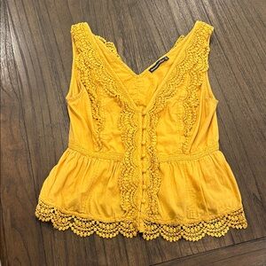 Abercrombie & Fitch Yellow Crochet-Trim Peplum Camisole